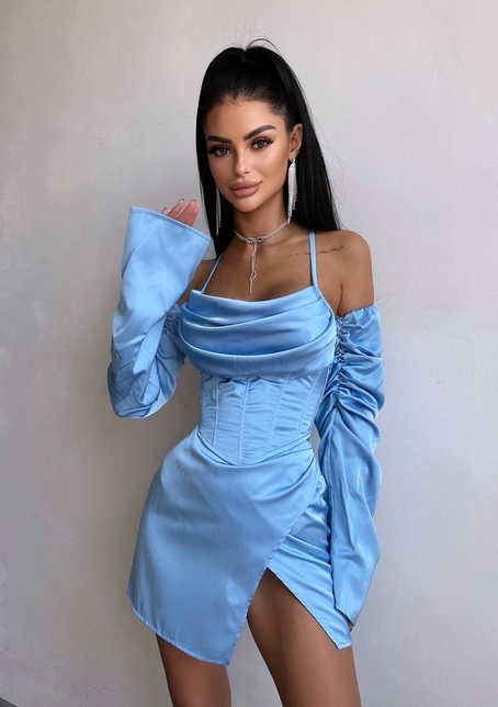 Комплект: корсет з рукавами    + спідниця міні з драпіруванням   Комплект: корсет з рукавами    + спідниця міні з драпіруванням   | PUSHKA SHOP