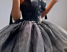 Атласна корсетна сукня міні з гачками та пишною фатиновою спідницею  | PUSHKA SHOP