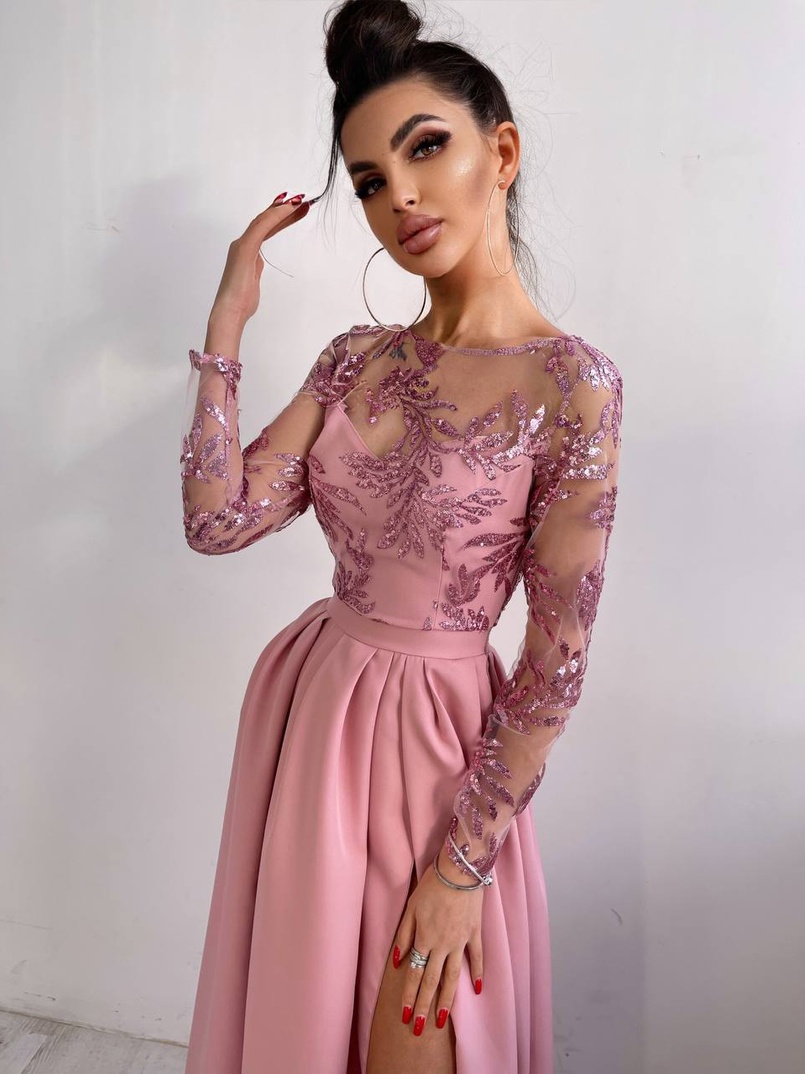 Сукня максі з паєтками та розрізом на спідниці | PUSHKA SHOP