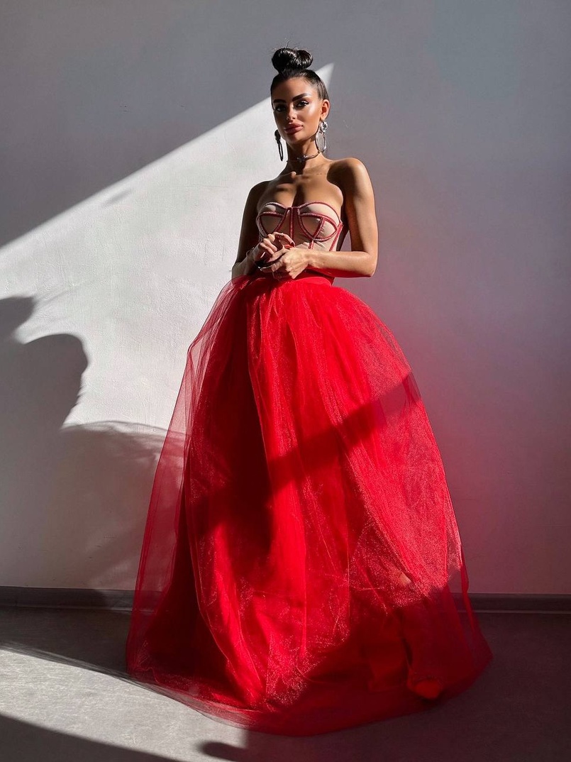 Комплект: корсет бюстьє декорований стразами + пишна спідниця максі  Ручна робота  Комплект: корсет бюстьє декорований стразами + пишна спідниця максі  Ручна робота  | PUSHKA SHOP