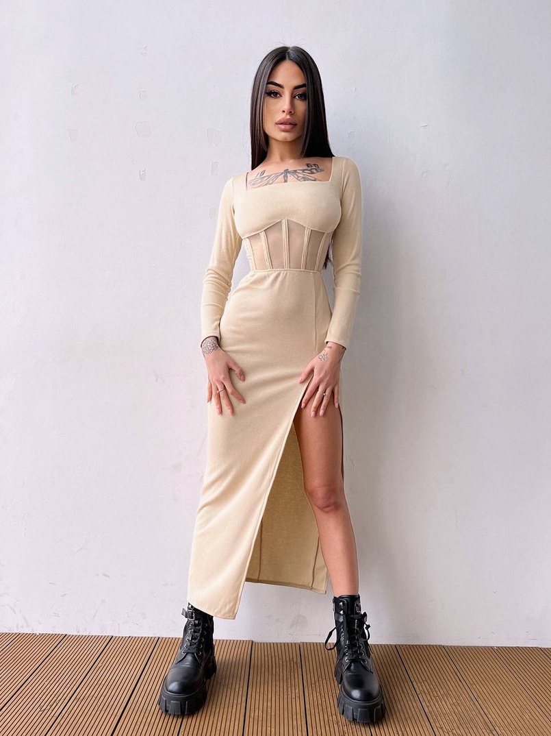 Сукня-міді  з елементами корсету   Сукня-міді  з елементами корсету   | PUSHKA SHOP