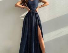 Платье-макси из сетки   с блестками  Платье-макси из сетки   с блестками  | PUSHKA SHOP