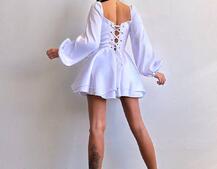 Атласна корсетна сукня з пишною подвійною спідницею та об‘ємними рукавами | PUSHKA SHOP