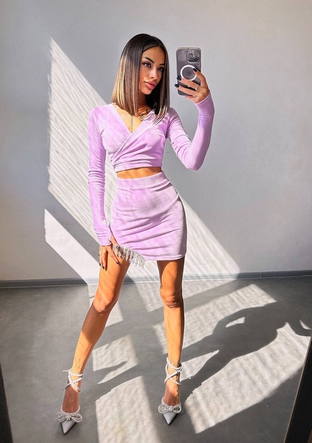 Оксамитовий комплект, декорований бахромою зі страз | PUSHKA SHOP