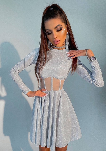 Приталена блискуча сукня з корсетною вставкою та пишною спідницею-сонцем | PUSHKA SHOP