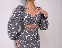 Комплект: топ із зав'язками на талії + спідниця міді з розрізом | PUSHKA SHOP