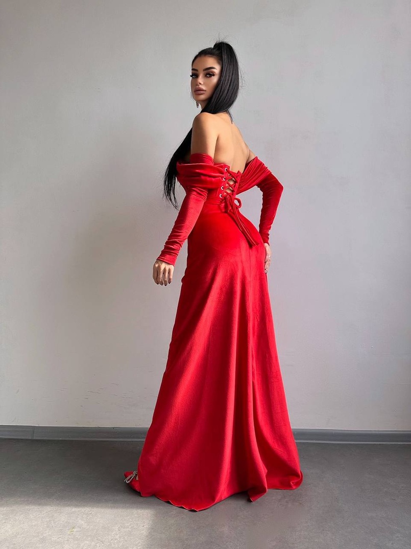 Оксамитова сукня максі декорована стразами  Ручна робота  | PUSHKA SHOP