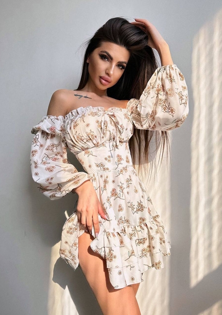 Квіткова сукня з воланами та шнуровкою по спинці | PUSHKA SHOP