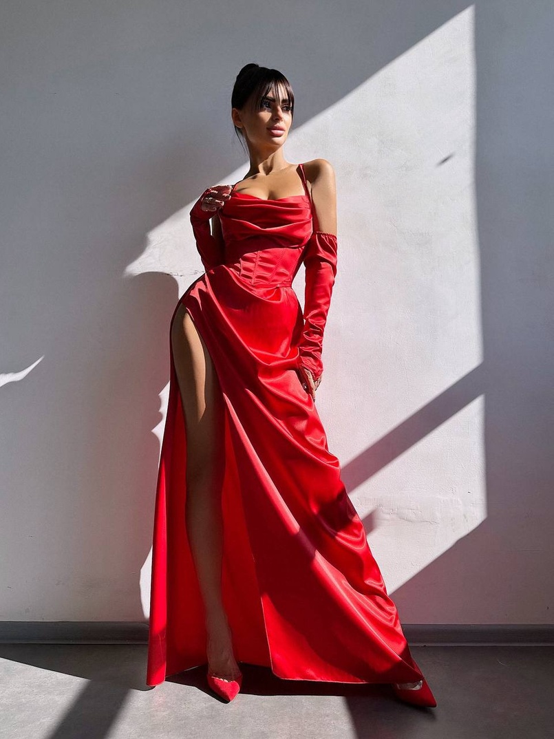 Комплект: корсет з рукавичками + спідниця максі з драпіруванням   Комплект: корсет з рукавичками + спідниця максі з драпіруванням   | PUSHKA SHOP