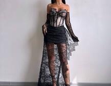 Корсетна сукня максі з рукавичками  | PUSHKA SHOP