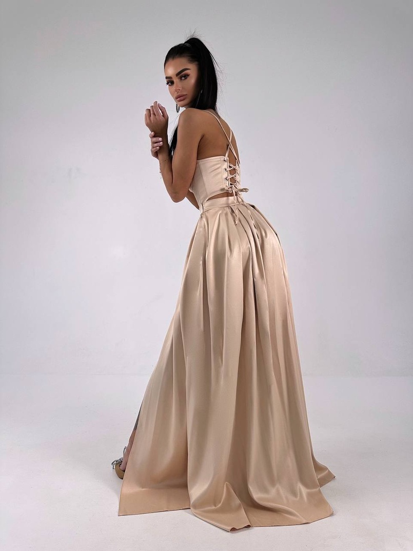 Атласний комплект: корсет + спідниця максі  | PUSHKA SHOP