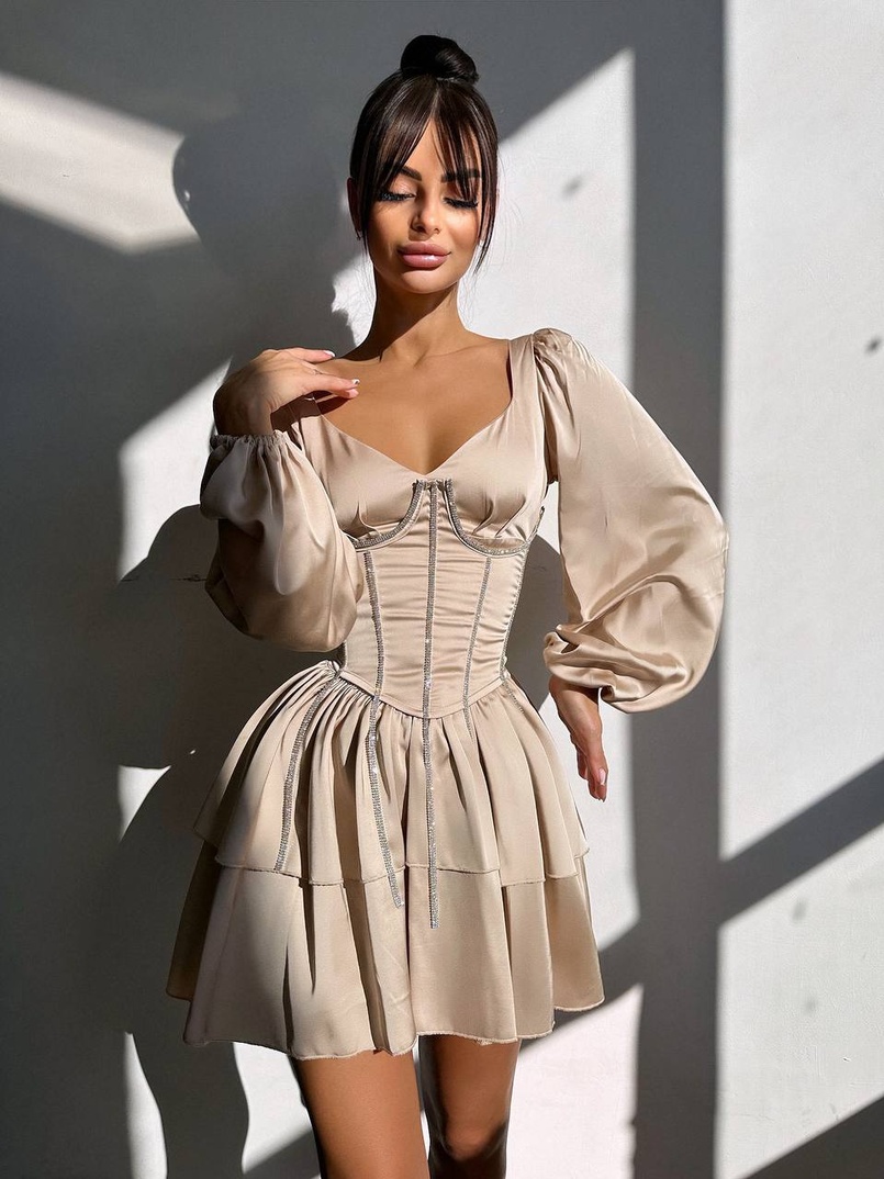 Сукня з корсетом, декорованим стразами  Ручна робота  Сукня з корсетом, декорованим стразами  Ручна робота  | PUSHKA SHOP