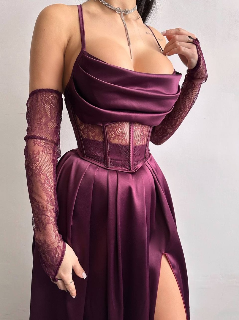 Атласний комплект: корсет + спідниця максі Атласний комплект: корсет + спідниця максі | PUSHKA SHOP