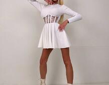 Трикотажна корсетна сукня з мереживом та пишною спідницею  Трикотажна корсетна сукня з мереживом та пишною спідницею  | PUSHKA SHOP