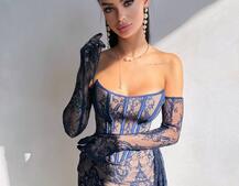 Сукня міні зі шлейфом та рукавичками Сукня міні зі шлейфом та рукавичками | PUSHKA SHOP