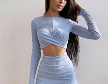 Трикотажный комплект: топ + юбка со сборкой   Трикотажный комплект: топ + юбка со сборкой   | PUSHKA SHOP