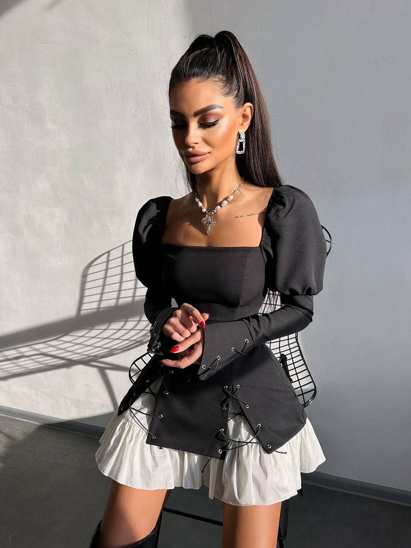 Сукня з об'ємними рукавами + спідниця з воланами Сукня з об'ємними рукавами + спідниця з воланами | PUSHKA SHOP