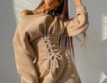 Худи на флисе + корсет на шнуровке  Худи на флисе + корсет на шнуровке  | PUSHKA SHOP