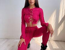 Комплект: топ зі шнурівкою на грудях + легінси Комплект: топ зі шнурівкою на грудях + легінси | PUSHKA SHOP