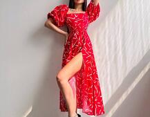 Сукня -міді зі шнурівкою на спинці та розрізом на ніжці Сукня -міді зі шнурівкою на спинці та розрізом на ніжці | PUSHKA SHOP