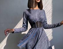 Приталена блискуча сукня з корсетною вставкою та пишною спідницею-сонцем | PUSHKA SHOP