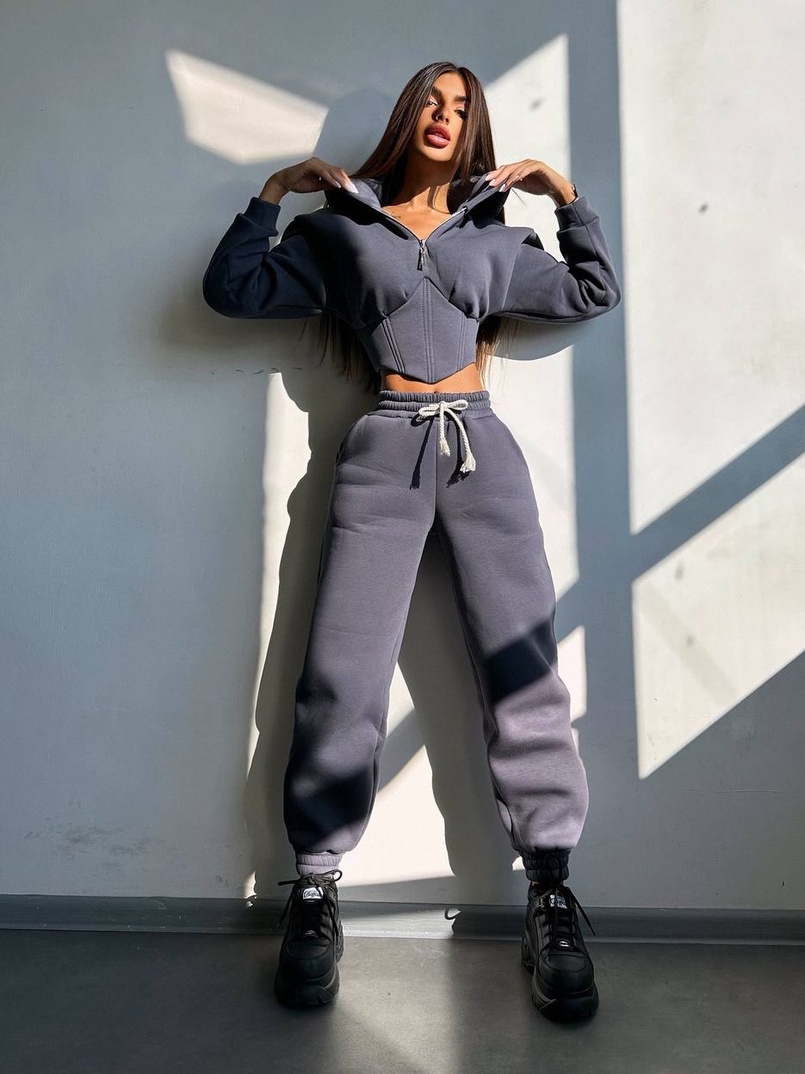 Комплект на флісі : худі з елементами корсету + штани  Комплект на флісі : худі з елементами корсету + штани  | PUSHKA SHOP