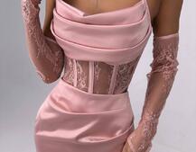 Комплект: корсет, декорований мереживом   + рукавички+ спідниця міні з драпіруванням   Комплект: корсет, декорований мереживом   + рукавички+ спідниця міні з драпіруванням   | PUSHKA SHOP