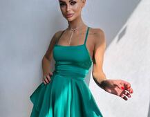 Шовкова сукня  з пишною спідницею та шнурівкою   | PUSHKA SHOP