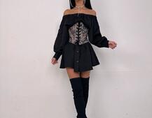 Приталена сорочка на плічках+  мереживний корсет Приталена сорочка на плічках+  мереживний корсет | PUSHKA SHOP