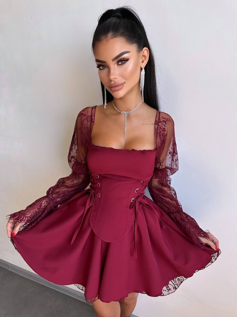 Сукня з корсетом декорована мереживом  Сукня з корсетом декорована мереживом  | PUSHKA SHOP