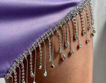 Комплект: топ с чашечками + юбка, декорированным бахромой из страз  | PUSHKA SHOP