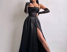 Атласний комплект: корсет + спідниця максі Атласний комплект: корсет + спідниця максі | PUSHKA SHOP