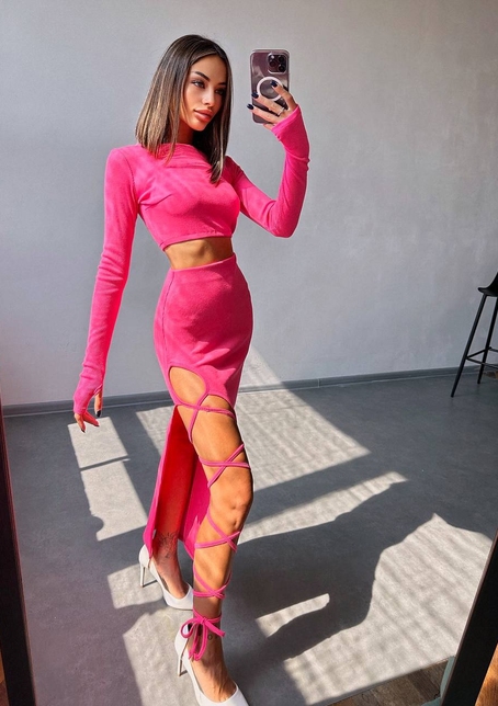 Комплект: топ + спідниця із зав‘язками на ніжку  | PUSHKA SHOP