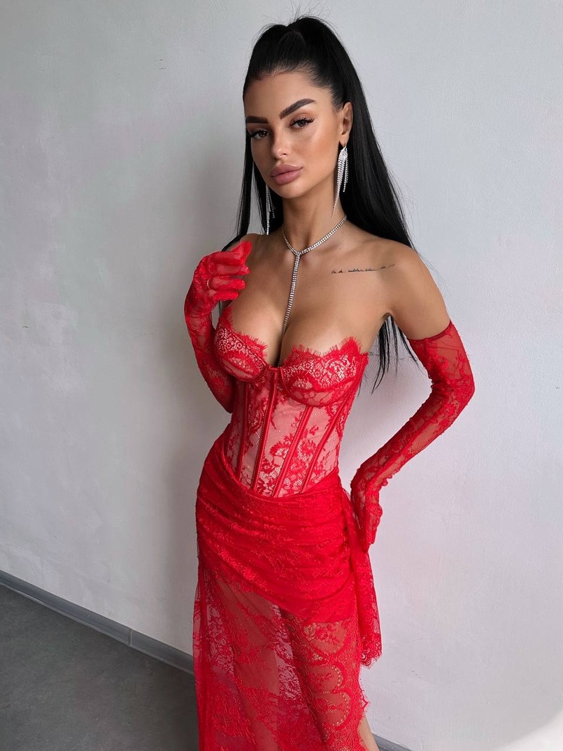 Корсетна сукня максі з рукавичками  | PUSHKA SHOP