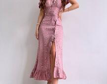 Квіткова сукня з воланами та шнуровкою на ніжці Квіткова сукня з воланами та шнуровкою на ніжці | PUSHKA SHOP