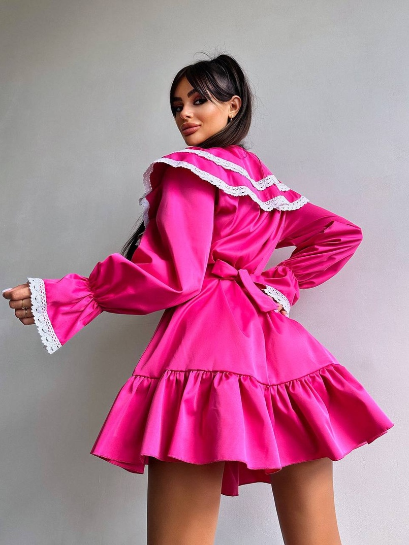 Котонова сукня декорована мереживом    Котонова сукня декорована мереживом    | PUSHKA SHOP