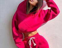 Базовий костюм на флісі з об'ємними капюшоном Базовий костюм на флісі з об'ємними капюшоном | PUSHKA SHOP