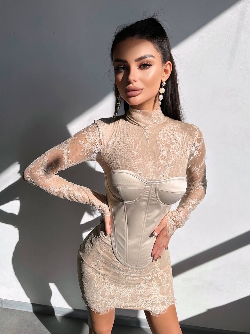 Комплект: мереживна сукня міні + корсет  Комплект: мереживна сукня міні + корсет  | PUSHKA SHOP