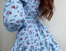 Сукня з квітковим принтом з воланами на ґудзиках  Сукня з квітковим принтом з воланами на ґудзиках  | PUSHKA SHOP