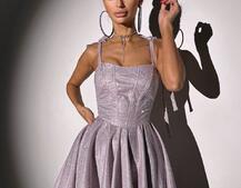 Блискуча корсетна сукня з пишною подвійною спідницею Блискуча корсетна сукня з пишною подвійною спідницею | PUSHKA SHOP