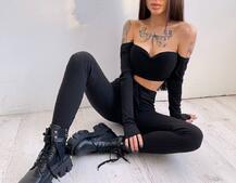 Трикотажный комплект: топ с чашечками + леггинсы  Трикотажный комплект: топ с чашечками + леггинсы  | PUSHKA SHOP