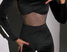 Комбінезон, декорований сіткою із стразами  | PUSHKA SHOP