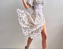 Сукня міді з розрізом в квітковий принт + прозорий корсет  | PUSHKA SHOP