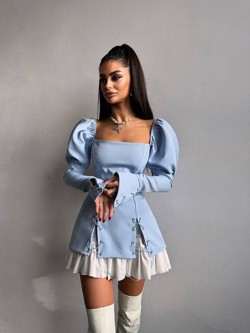 Сукня з об'ємними рукавами + спідниця з воланами Сукня з об'ємними рукавами + спідниця з воланами | PUSHKA SHOP