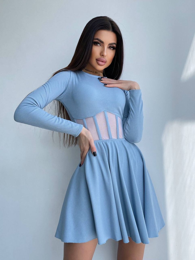 Приталена сукня з корсетною вставкою та спідницею-сонцем | PUSHKA SHOP