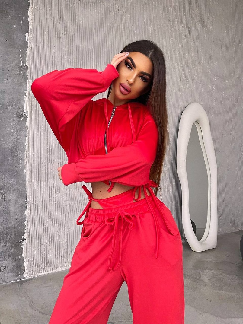 Велюровий комплект: кофта з корсетними елементами + джогери з імітацією трусиків | PUSHKA SHOP