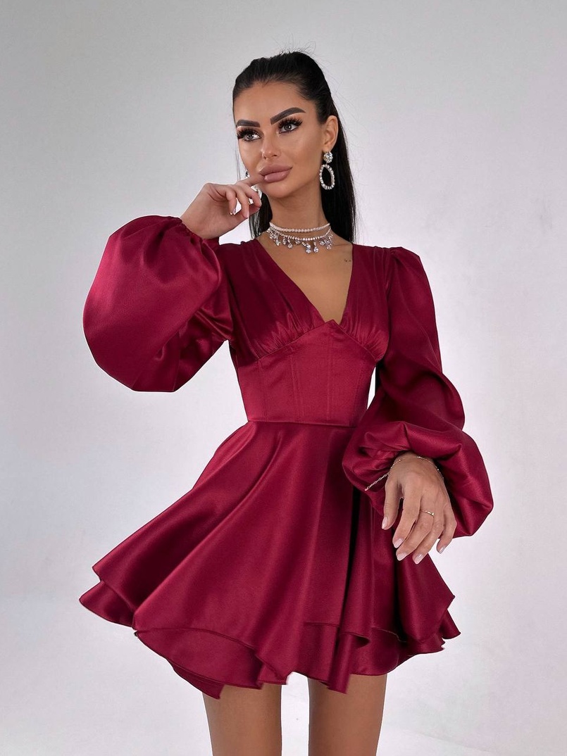 Атласна корсетна сукня  з пишною подвійною спідницею  Атласна корсетна сукня  з пишною подвійною спідницею  | PUSHKA SHOP