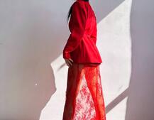 Комплект: піджак + блуза з баской + мереживна спідниця-шорти  Комплект: піджак + блуза з баской + мереживна спідниця-шорти  | PUSHKA SHOP