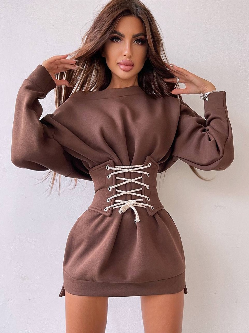 Тёплое уютное худи на флисе + корсет на шнуровке  Можно носить с корсетом и без  Тёплое уютное худи на флисе + корсет на шнуровке  Можно носить с корсетом и без  | PUSHKA SHOP