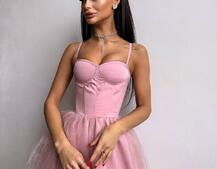 Сукня міді із чашечками з пишною спідницею | PUSHKA SHOP